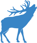 A silhouette of an Elk